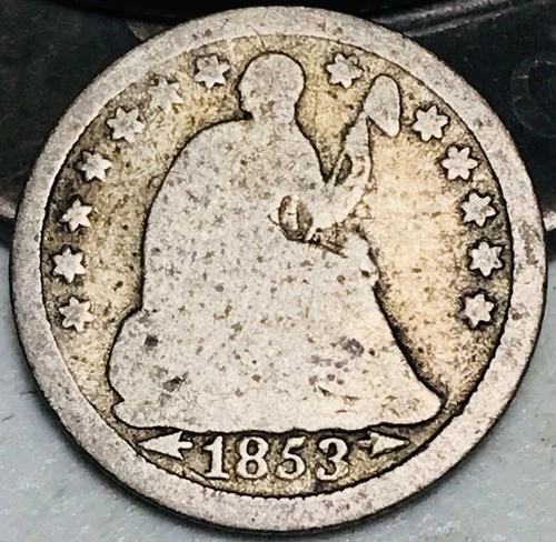 1853 Seated Liberty Half Dime 5C Arrows Ungraded Silver US Coin CC27192