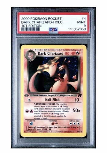 Pokémon TCG Dark Charizard 4/82 1st Edition Holo Rare Card Retro WOTC PSA 9