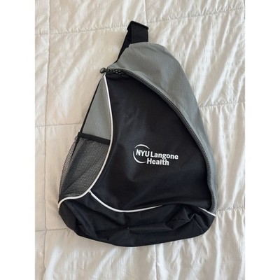 Sling Backpack Single Shoulder Strap Black Gray NYU Langone Health Adjustable