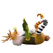 Whimsical Christmas Reindeer Wine Bottle Holder & Santa Stopper – Holiday Decor