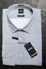 Hugo Boss Men Joe Kent Regular Fit Stretch Cotton Pastel Blue Dress Shirt 16/41