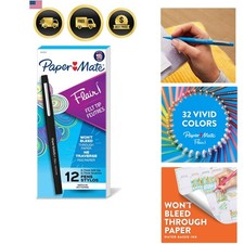 Flair Felt Tip Pens, Medium Point 0.7mm, Black, 12 Count