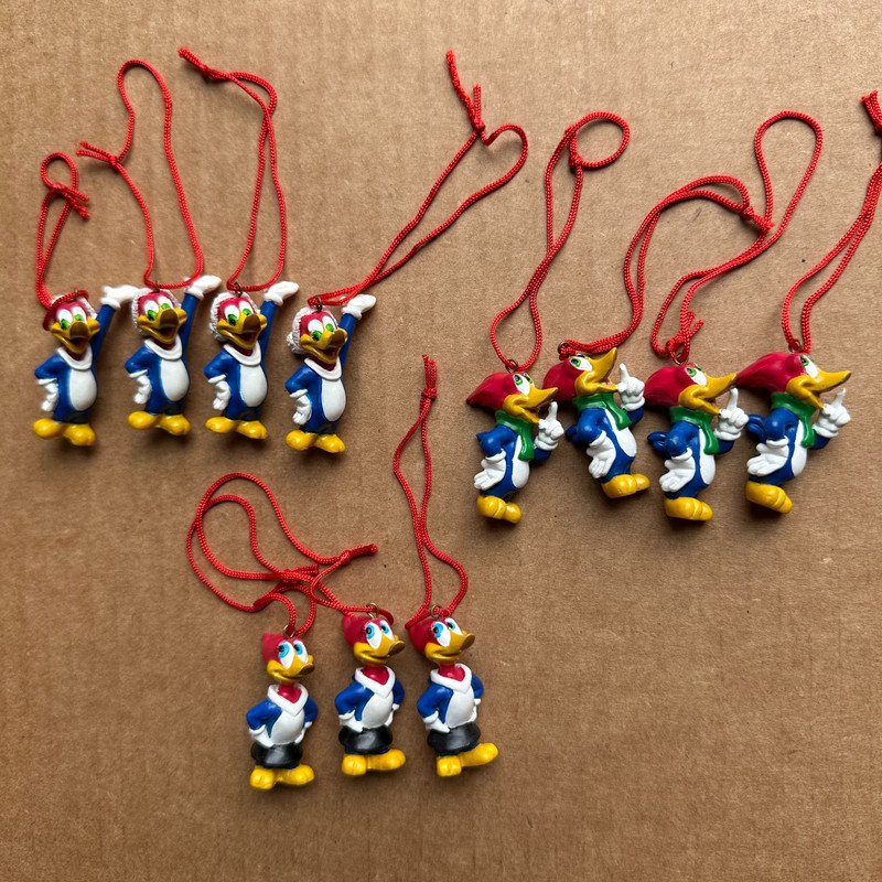 11 VTG Woody Woodpecker Y2K 2004 Mini Miniature Cartoon Christmas Ornaments Set
