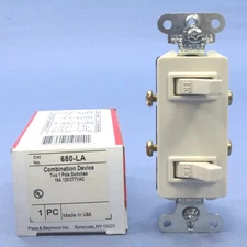 Pass & Seymour 680-LA Light Almond Decorator Dual Single Pole Toggle Switch 15A