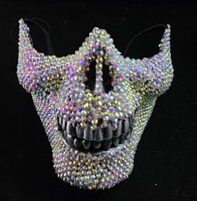 Rhinestone Jaw Teeth Skull Mouth Half Face Masquerade Mask Silver Masquerade Bal