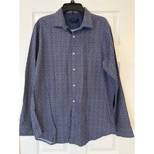 Bugatchi Geometric 100 Cotton Classic Fit Shirt Sz Large