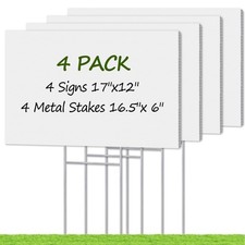 Blank Yard Signs with Stakes, Custom Yard Sale Sign 17x12 Inch 4 Pack Corruga...