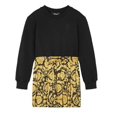 Young Versace Barocco Logo Print Pleated Dress, Size 6Y