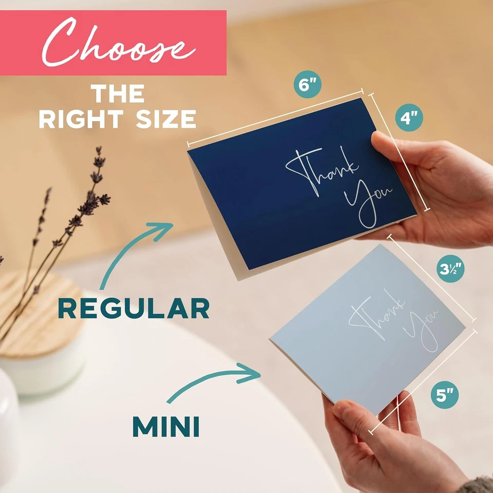 Tarjetas de agradecimiento con sobres - Paquete de 100 notas en blanco 4x6 - azul marino Foto 2 de 4