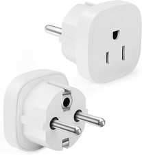 2-Pack US to Europe Plug Adapter, Type E/F Travel Power Converter 250V