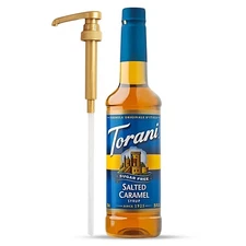 Torani Sugar Free Coffee Syrup, Salted Caramel, Pump Included, 25.4 Fl Oz