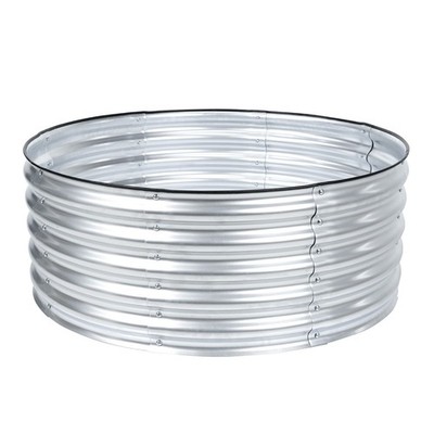 Aoodor 17'' Tall 42'' Round Metal Raised Garden Bed Kit Outdoor Planter Box Silver