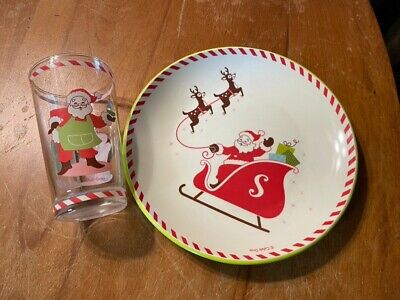 Cookies and Milk for Santa Glass and Plate Set Two