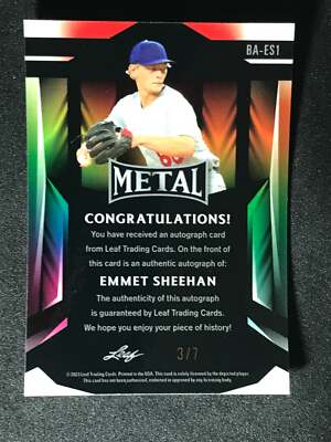 2023 Leaf Metal Baseball Auto Blue Crystal Emmet Sheehan 3/7 | eBay