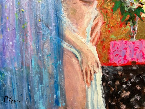 Modern Art Nude Original Painting by Nino Pippa Odalisque Klimt Matisse Interest - Picture 6 of 8