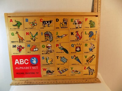 ABCページ Wooden ABC Alphabet Puzzle Double Sided Storage Tray Preschool
