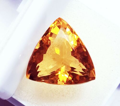 9.90 Ct Transparent Trillion Shape 14X13 MM Loose Gemstone Citrine Certified - Picture 1 of 6