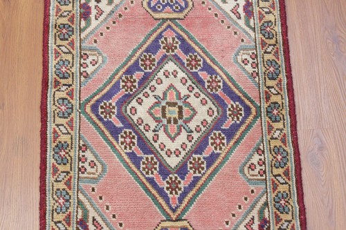2X5 Vintage Hand Knotted PINK Runner Wool Traditional Oriental Area Rug Carpet - Picture 12 of 17