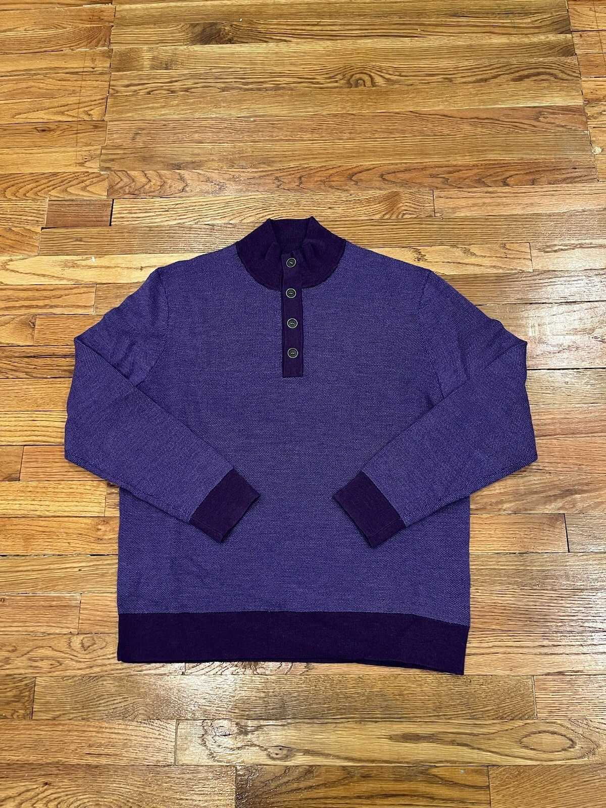 Untuckit 100% Fine Merino Wool Henley Sweater Men L
