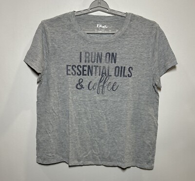 Women's Plus I Run on Essential Oils & Coffee Short Sleeve Graphic T-Shirt-1X 
