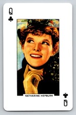 Katharine Hepburn American Actress Swap Card Queen of Clubs Playing Card