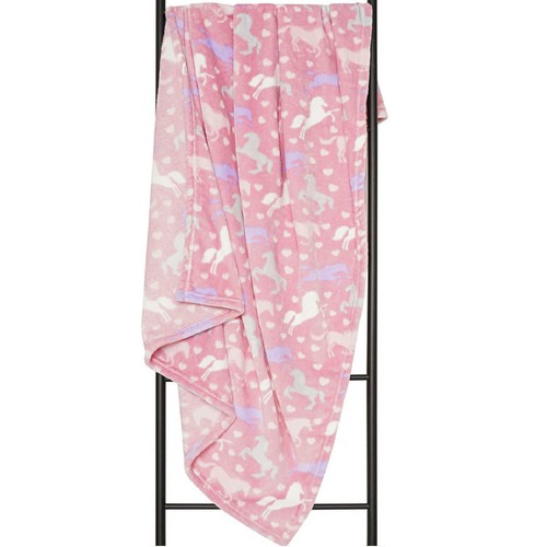 Fleece Horse Blanket Super Soft Kids Horses Pink Warm & Cuddly 100x150cm 5055872870058 eBay
