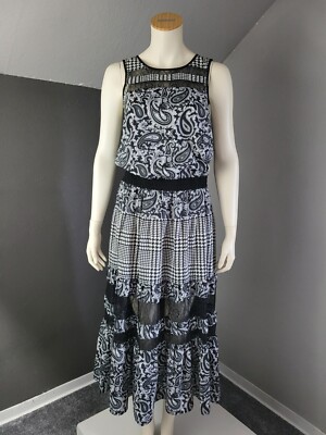 MICHAEL KORS  KLEID S SCHWARZ WEISS CHIFFON DAMEN DAMENKLEID SOMMERKLEID 2211003