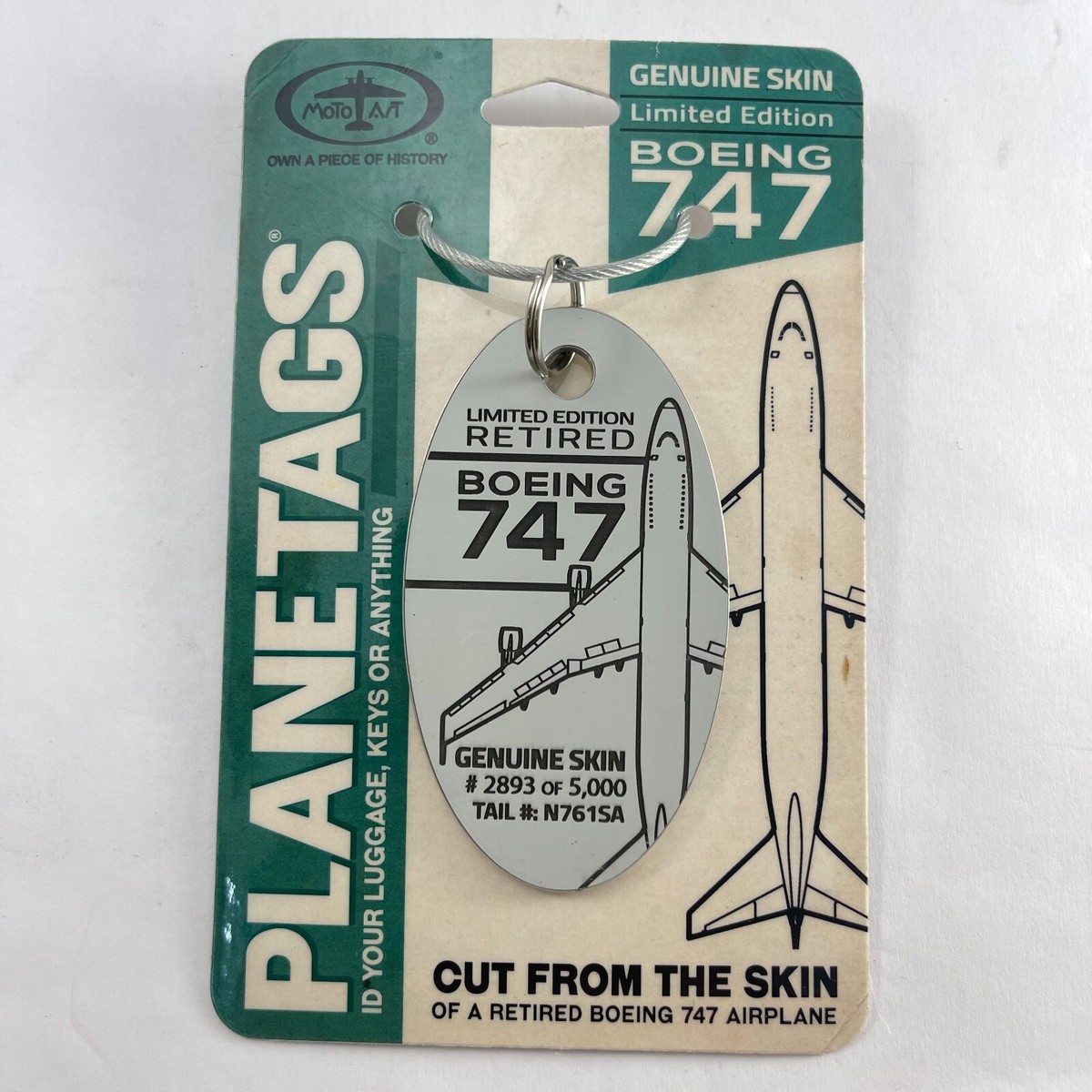 MotoArt Planetags Boeing 747 Grey TAIL#N761SA RARE Retired Limited