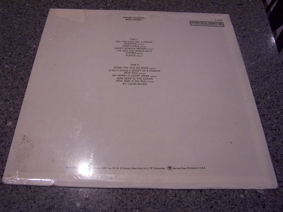 Bing Crosby "Crosby Classics" COLUMBIA #P-13397 SEALED NM LP  - Image 2 of 2