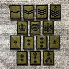 British Army Style Olive Green Rank Patch Hook Loop Back, Lcpl, Cpl, Sgt, WO1