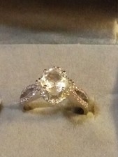 EARTHMINED HEATED WHITE SAPPHIRE 1.50 CT SAPP ACCENTS 925 SILVER RING SIZE 6.25