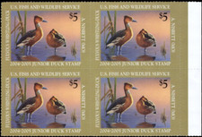 US Scott #JDS12 - MNH  2004-5 Junior Duck Stamp Plate Block of Four - Ext Fine