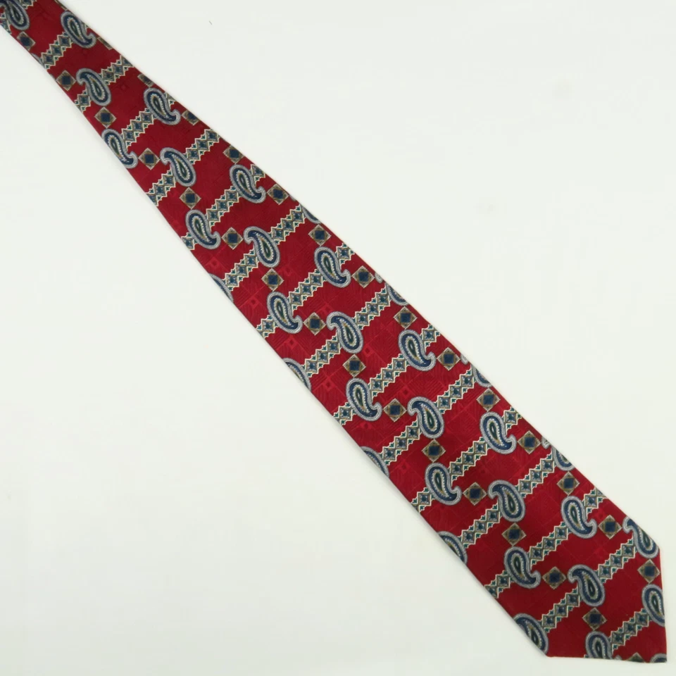 Corbata de cuello Harve Benard para hombre roja azul cadena de cachemira a rayas 58"x4" Power Preppy Foto 2 de 4