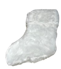WHITE FAUX FUR CHRISTMAS STOCKING 18  NWOT