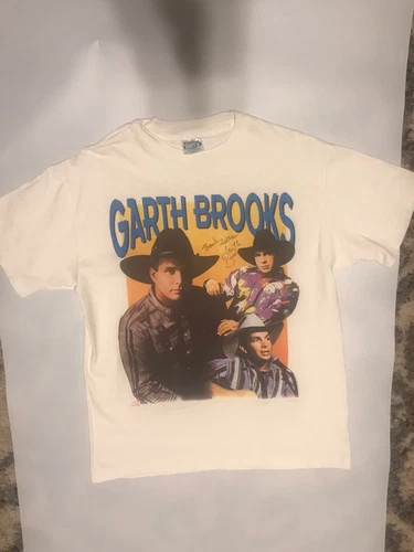 Garth Brooks Single Stitch White Graphic Shirt Tee 1 1990s vintage concert t-shirt, vintage, single stitch, B+ condition