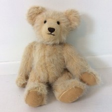 Blond Mohair Jointed Teddy Bear 1950s 16" Felt Paws Slight Shoulder Hump