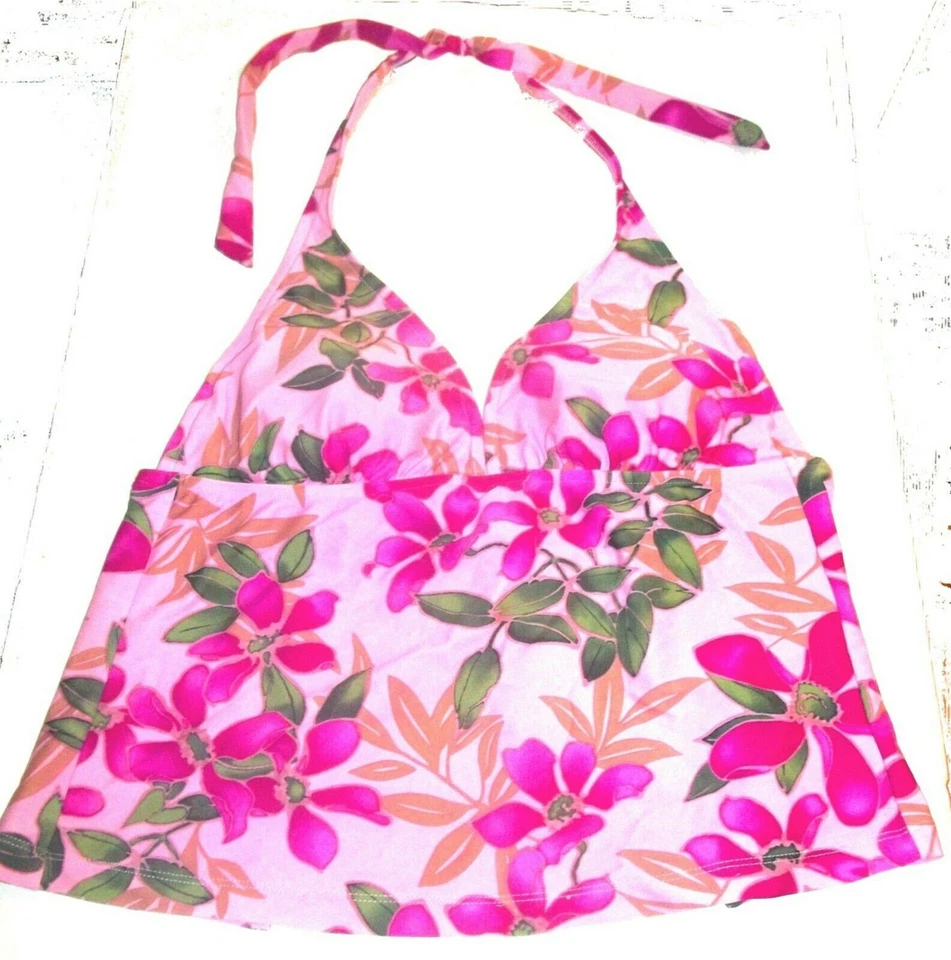 Traje de baño Tankini rosa kimono Sunsets 73T Top en copa D, parte inferior 28B en mediano usado en excelente estado Foto 2 de 4