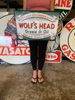 Antique Vintage Old Style Sign Wolfs Head Motor Oil Made USA
