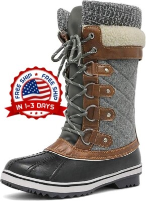 Botas de nieve impermeables de invierno de media pantorrilla para mujer NUEVO US
