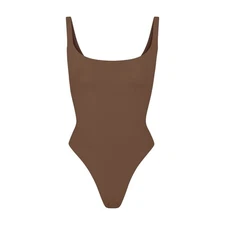 Skims Fits Everybody Square Neck Thong Bodysuit Jasper, Womens Size Small, New