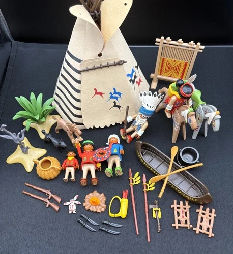Playmobil Vintage Indian figures, Teepee & many accessories