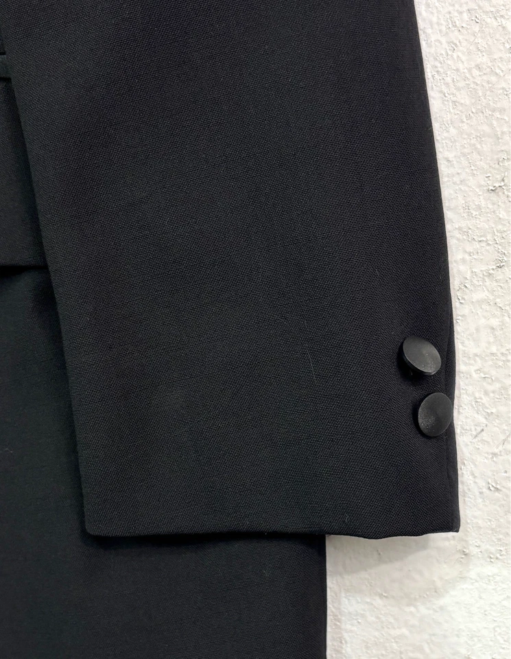 Chaqueta Esmoquin Vintage Años 70 42R Satinado Terciopelo Esmoquin Cena Formal Solapa Ancha Retro Foto 2 de 4