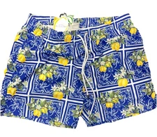 Bottega Positano Limoncello Swim Trunks EU 3XL (US XL-XXL Fit) Lemon Print NWT