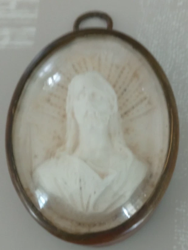 Lot De 2 Cadres Religieux En Verre Bombé Avec Motif - Métal - Occasion