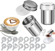 Edelstahl-Mehlstreuer, Streuer, Pulverstreuer für Zucker, Salz, Gewürze, Kokos