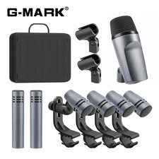 E608 7pc Wired Drum Mic Kit Dynamic Kick Bass Tom Snare Cymbal Stage Mic