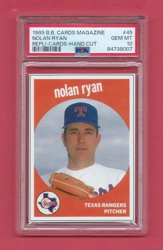 1989 B.B. Cards Magazine Nolan Ryan Hand Cut #45 PSA 10