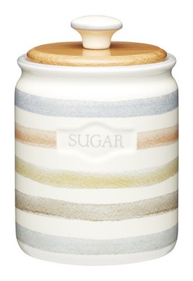 KitchenCraft Classic Collection Gestreifter Keramik Zuckerbehälter, Spülmaschinenfest