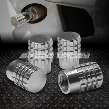 4 X ALUMINUM TIRE/RIM VALVE/WHEEL AIR PORT DUST COVER STEM CAP/CAPS RT046 SILVER