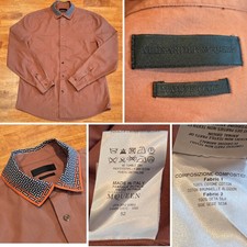 Alexander McQueen Made in Italy Cotton Silk Dress Shirt Contrast Collar Mens 52